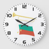 Bulgarische Flagge und Bugle Große Wanduhr (Vorderseite)