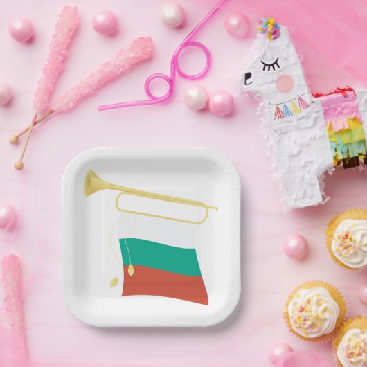 Bulgarische Flagge und Bugle Pappteller (Party)