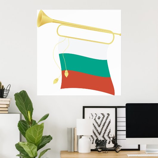 Bulgarische Flagge und Bugle Poster