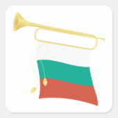 Bulgarische Flagge und Bugle Quadratischer Aufkleber (Vorderseite)