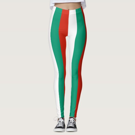 Bulgarische Flaggenfarben Vertikal gestrichen Leggings (Vorderseite)