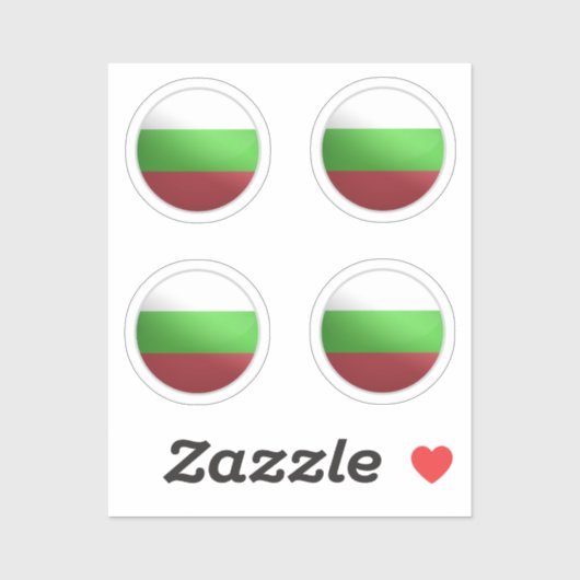 Bulgarische Glossy Circle Flag Aufkleber (Blatt)