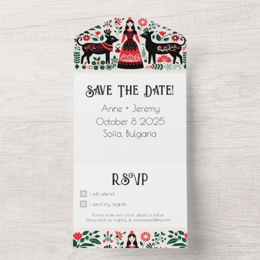 Bulgarische Hochzeitseinladung UAWG All In One Einladung (Innen Boden)