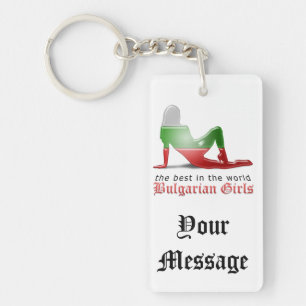 Bulgarische Mädchen-Silhouette-Flagge Schlüsselanhänger