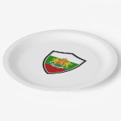 Bulgarische Schildpapiertafel Pappteller (Schrägansicht)