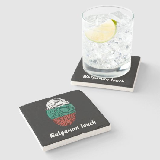 Bulgarische Touchfingerabdruckflagge Steinuntersetzer (Seitenansicht)