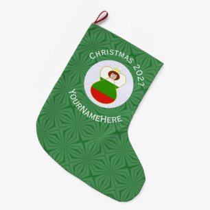 Bulgarischer Engel Weihnachtsflagge Personalisiert Großer Weihnachtsstrumpf