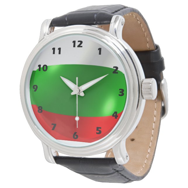 Bulgarisches Flaggendesign Armbanduhr (Schrägansicht)