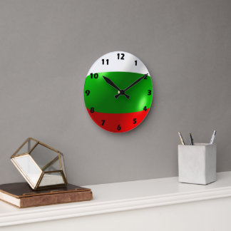 Bulgarisches Flaggendesign Runde Wanduhr