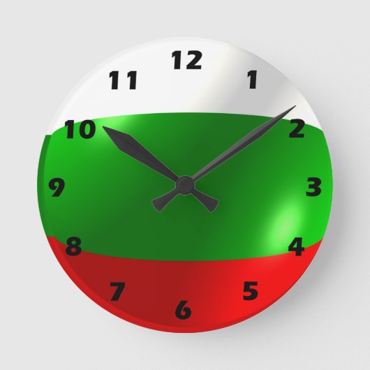 Bulgarisches Flaggendesign Runde Wanduhr (Vorderseite)