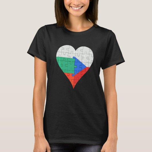 Bulgarisches tschechisches Flaggenherz T-Shirt (Vorderseite)