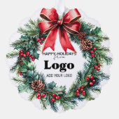 Bulk Budget Custom Logo Happy Holidays for Clients Ornament Karte (Rückseite)