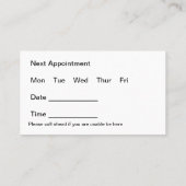 Bulk Dentist Ernennung Einfache Visitenkarten Visitenkarte (Rückseite)