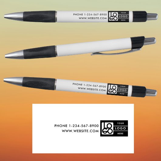 Bulk Simple Business Logo Custom Text Black White Kugelschreiber