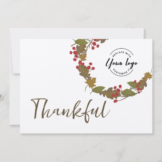 Bulk Thankful Blätter Business Logo Erntedank Einladung (Vorderseite)