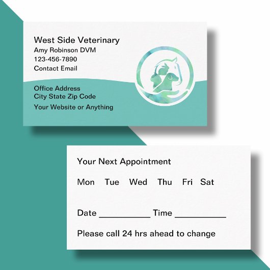 Bulk Veterinary Appointment Business Cards Moderne Visitenkarte