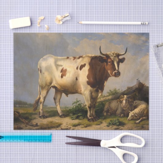 Bull, 1847, von Eugene Joseph Verboeckhoven Seidenpapier (Handwerk)