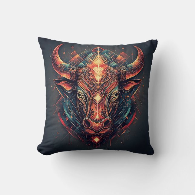 Bull Abstrakt Geometric Kissen (Vorderseite)
