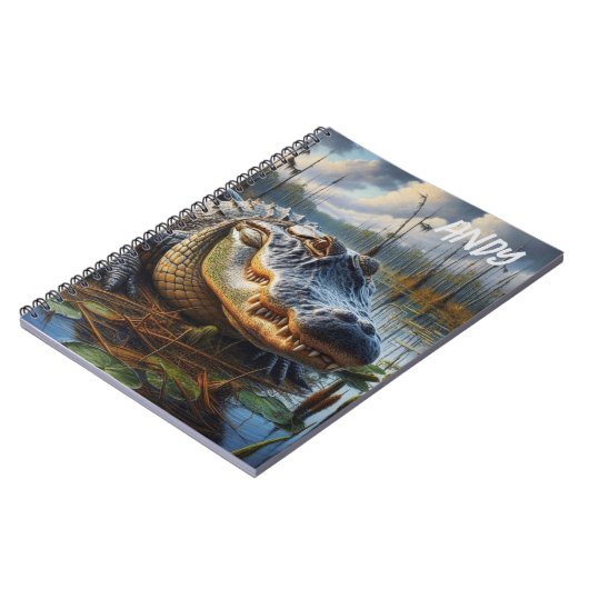 Bull Alligator in Swamp Spiral Foto Notebook Notizblock (Linke Seite)