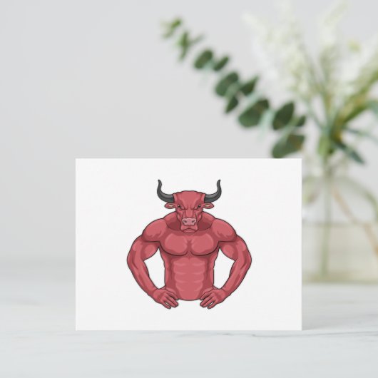 Bull als Bodybuilder extrem Postkarte (Stehend Vorderseite)