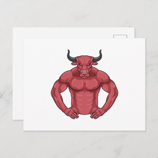 Bull als Bodybuilder extrem Postkarte (Vorne/Hinten)