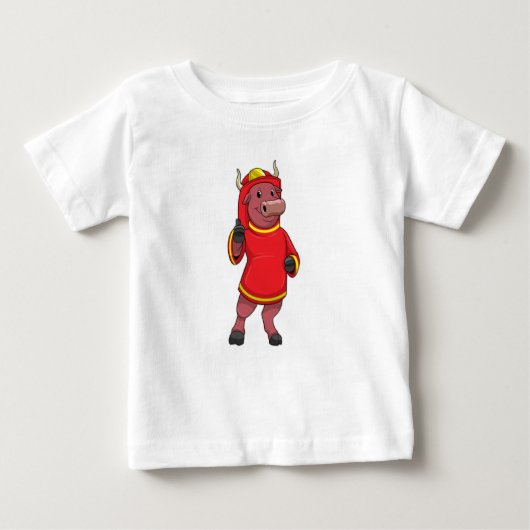 Bull als Feuerwehrmann mit Helm Baby T-shirt (Vorderseite)
