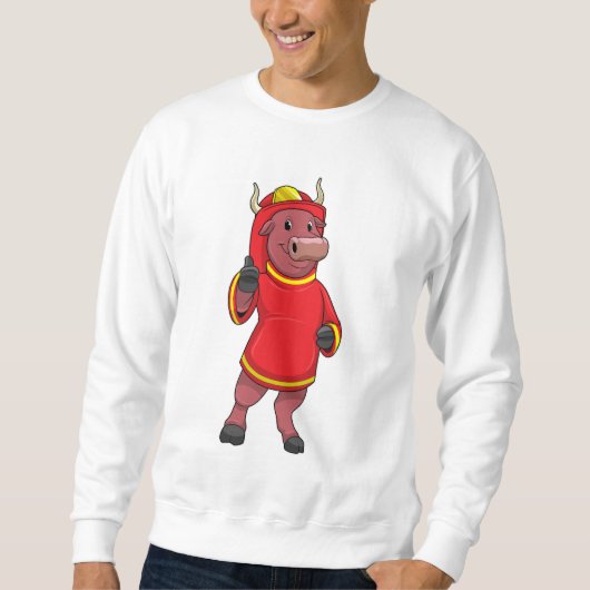 Bull als Feuerwehrmann mit Helm Sweatshirt (Vorderseite)