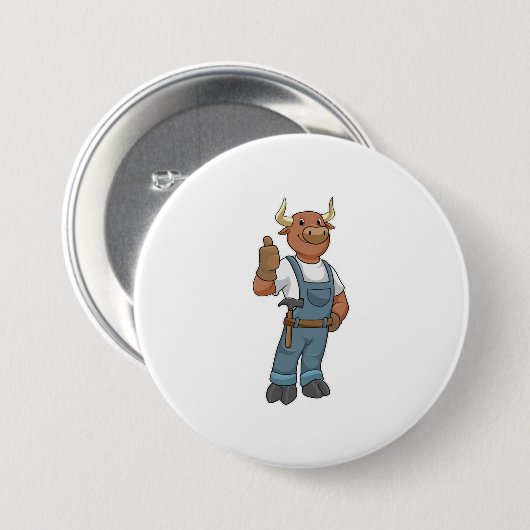 Bull als Handyman mit Hammer Button (Vorne & Hinten)