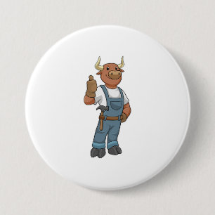 Bull als Handyman mit Hammer Button