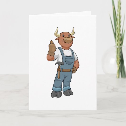 Bull als Handyman mit Hammer Karte (Vorderseite)