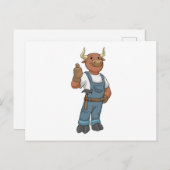 Bull als Handyman mit Hammer Postkarte (Vorne/Hinten)