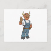 Bull als Handyman mit Hammer Postkarte (Vorderseite)