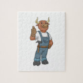 Bull als Handyman mit Hammer Puzzle (Vertikal)