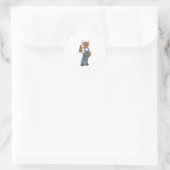 Bull als Handyman mit Hammer Runder Aufkleber (Tasche)