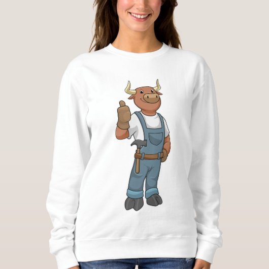 Bull als Handyman mit Hammer Sweatshirt (Vorderseite)