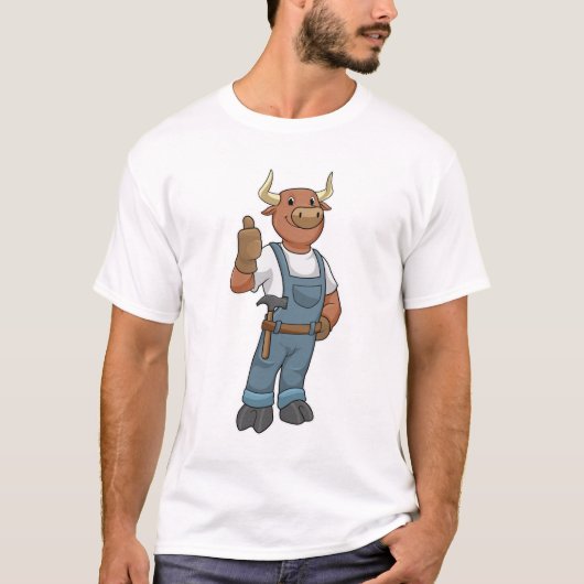 Bull als Handyman mit Hammer T-Shirt (Vorderseite)