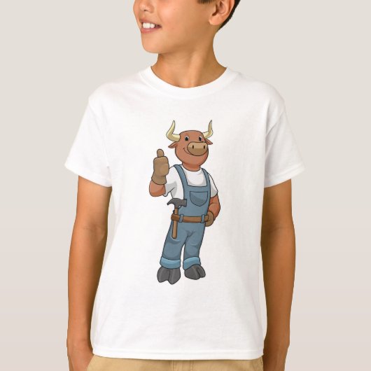 Bull als Handyman mit Hammer T-Shirt (Vorderseite)