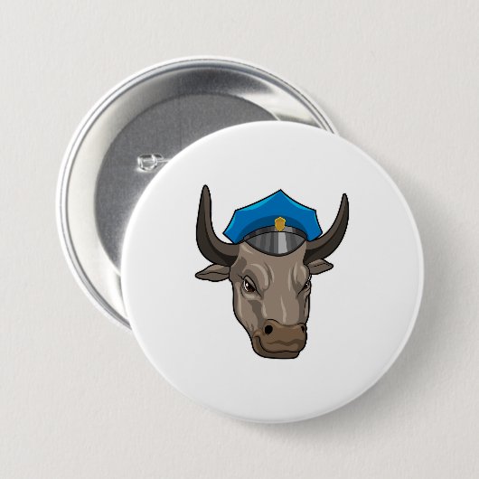 Bull als Polizeibeamte Button (Vorne & Hinten)