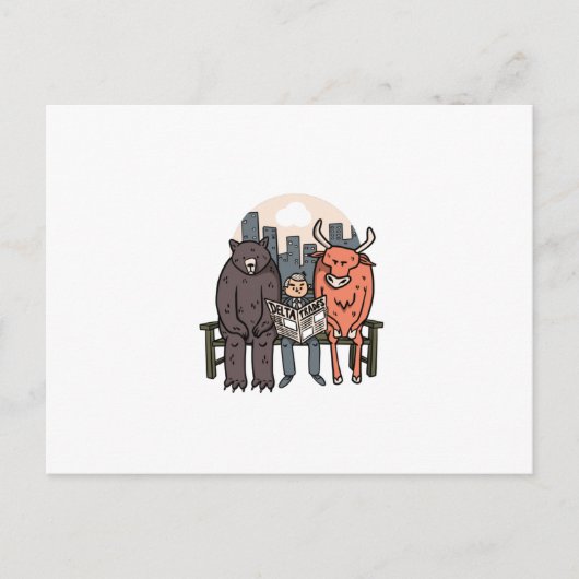 Bull and Bear - Funny Crypto/Stocks Postkarte (Vorderseite)