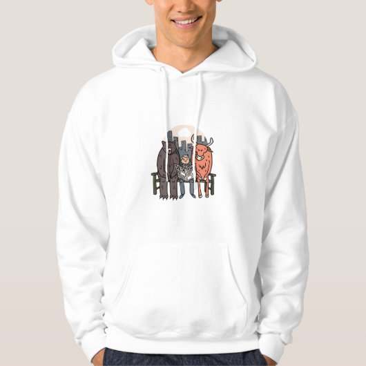 Bull and Bear - Gewitterter Krypto/Bestände Hoodie (Vorderseite)