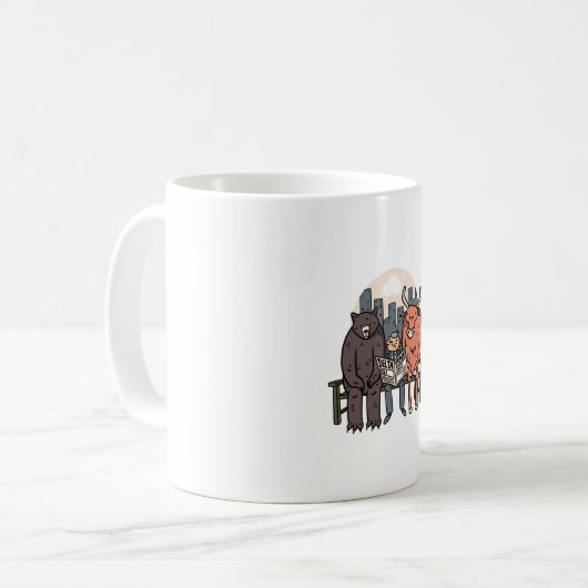 Bull and Bear - Gewitterter Krypto/Bestände Kaffeetasse (Vorderseite Links)