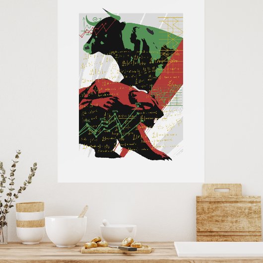 Bull and Bear, Trader, Trader und Aktien Poster (Küche)