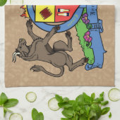 Bull and Boar Rampant GRILLEN Coat of Arms Geschirrtuch (Gefaltet)