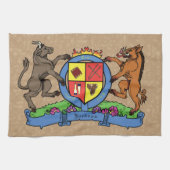 Bull and Boar Rampant GRILLEN Coat of Arms Geschirrtuch (Horizontal)