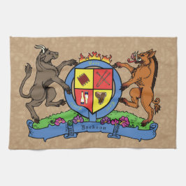 Bull and Boar Rampant GRILLEN Coat of Arms Geschirrtuch
