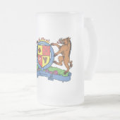 Bull and Boar Rampant GRILLEN Coat of Arms Mattglas Bierglas (VorderseiteRechts)