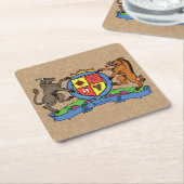 Bull and Boar Rampant GRILLEN Coat of Arms Rechteckiger Pappuntersetzer (angewinkelt)