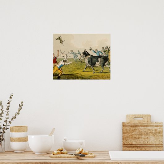 'Bull Baiting', Pub. von Thomas McLean, 1820, (pri Poster (Küche)