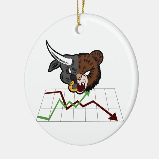 Bull Bear Battle Stock Market Keramik Ornament (Links)