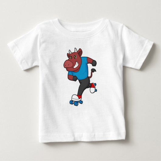 Bull bei Inline-Skaten mit Roller-Skaten Baby T-shirt (Vorderseite)